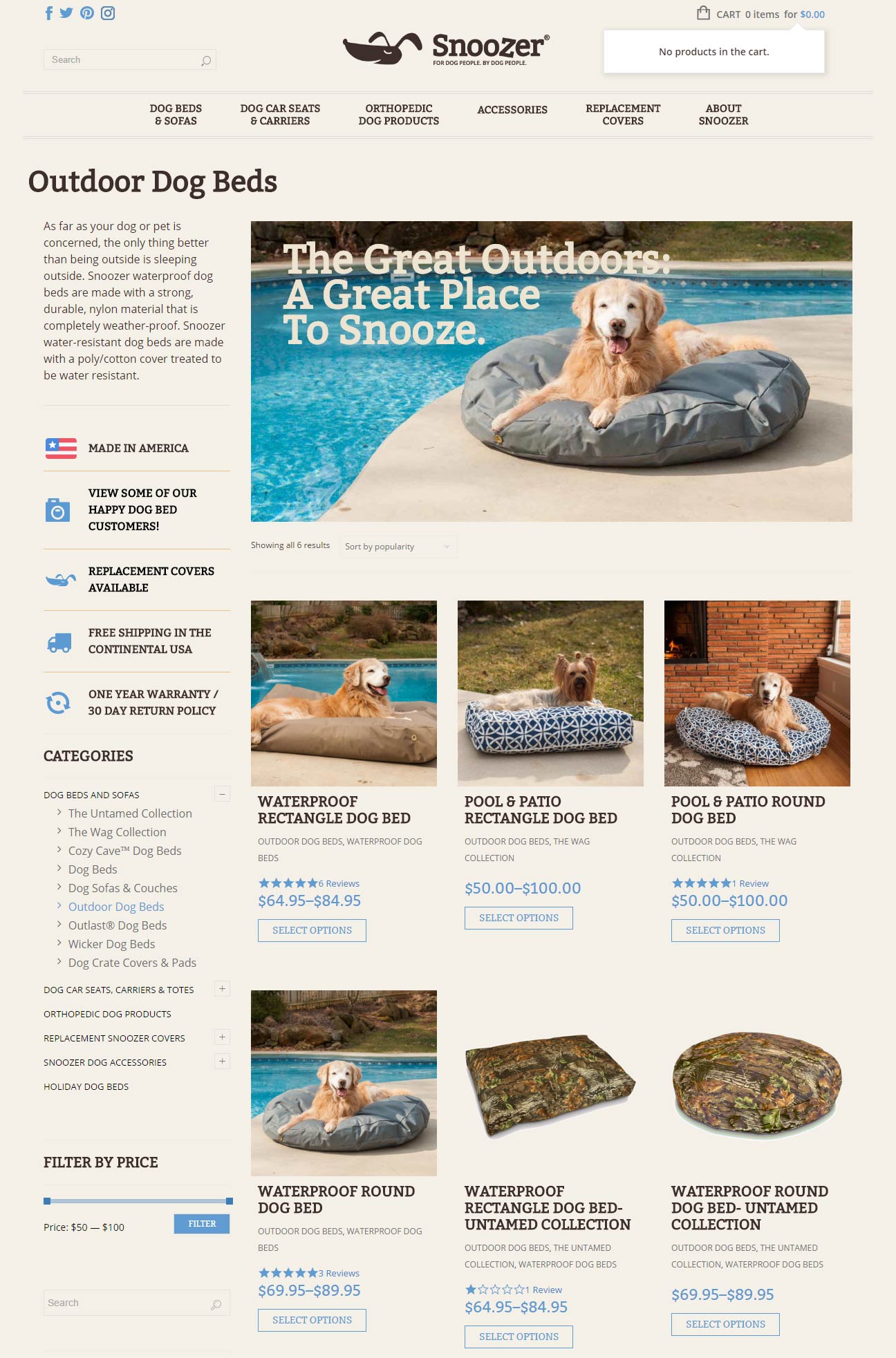 Snoozer Pet Products Collection Page